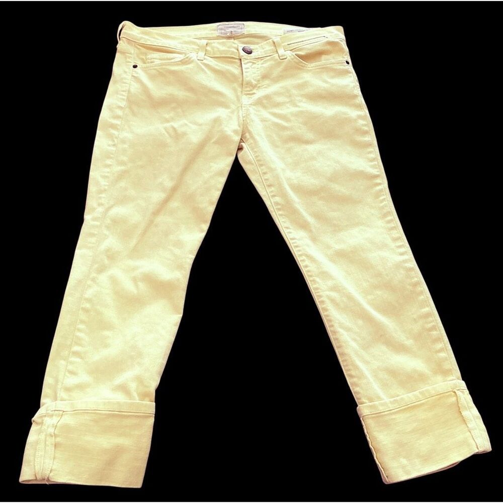 Current Elliott Light Lemon Cropped & Cuffed Jeans 31
